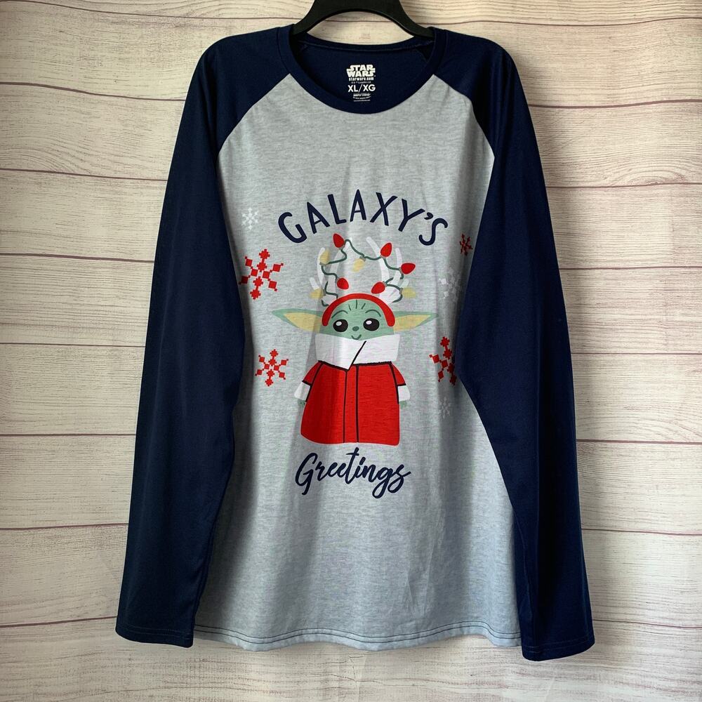Star Wars Briefly Stated Christmas Shirt Grogu Baby Yoda Raglan Sleeves Size XL